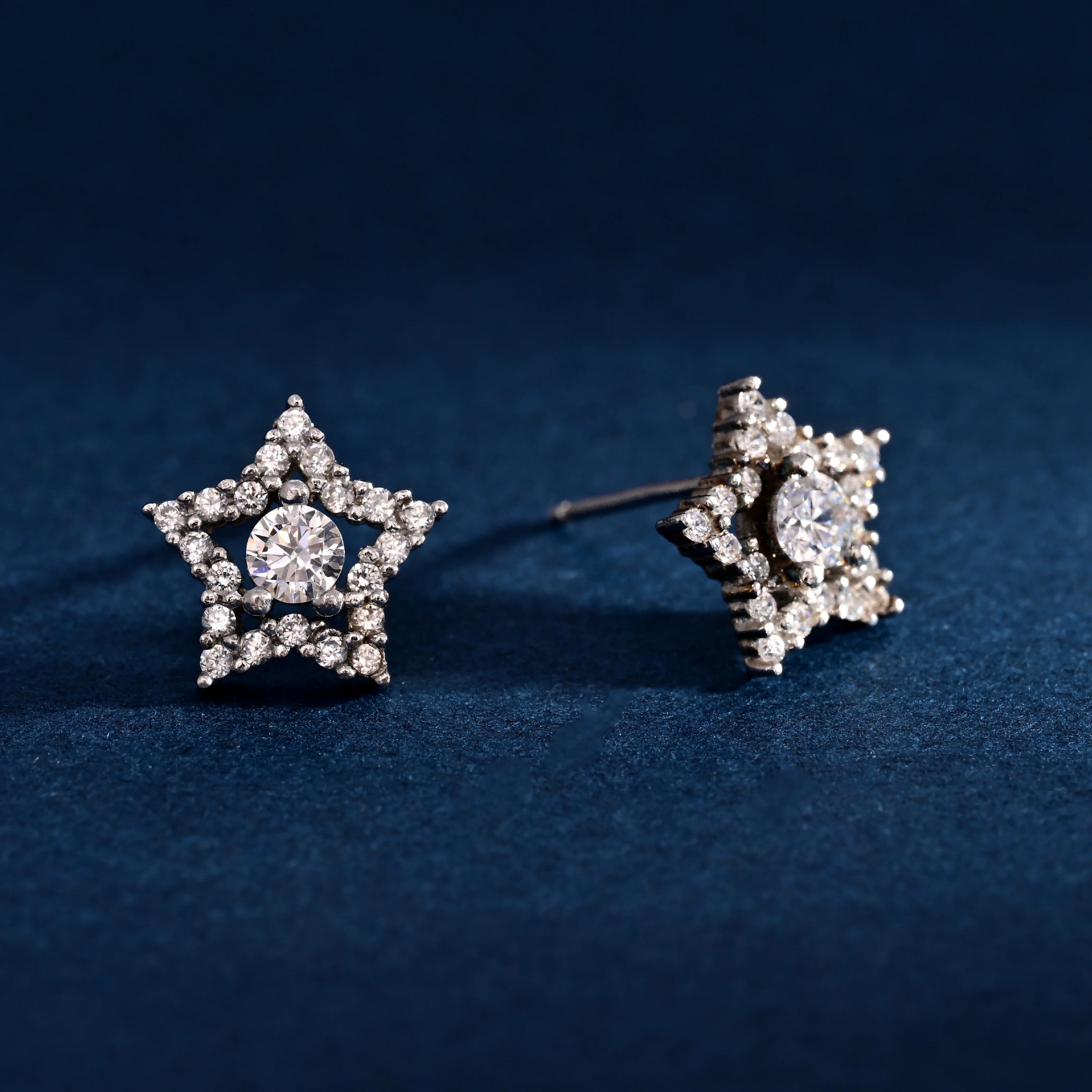 Wholesale Earrings Jewelry Rhodium Plated Cubic Zirconia Star Stud Earring 925 Sterling Silver Fine Jewelry Earrings