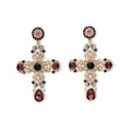 New Baroque Multi Color Crystal Rhinestone Cross Earrings for Women Hiphop Jewelry Wedding Accessories