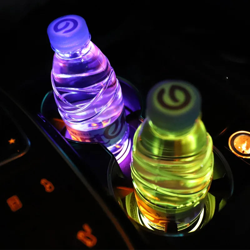 RICHSHINING Custom LED Car Cup Coaster Flashing Acrylic Led for Cup Drink Bottle Holder Usb Charging  Luminous Pads for bar