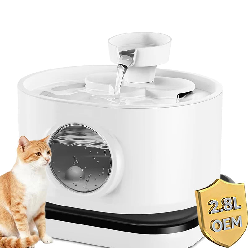 OEM 2.8L/95oz Wireless Sensor Cat Water Fountain Automatic 5200mAh Battery Pet Water Fountain Rechargeable Cat Water Dispenser