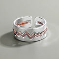Love Heartbeat Couple Ring Fine Jewelry Fashion 2 in 1 Design Men'S and Women'S Personalized Opening 925 Silver Wedding Rings
