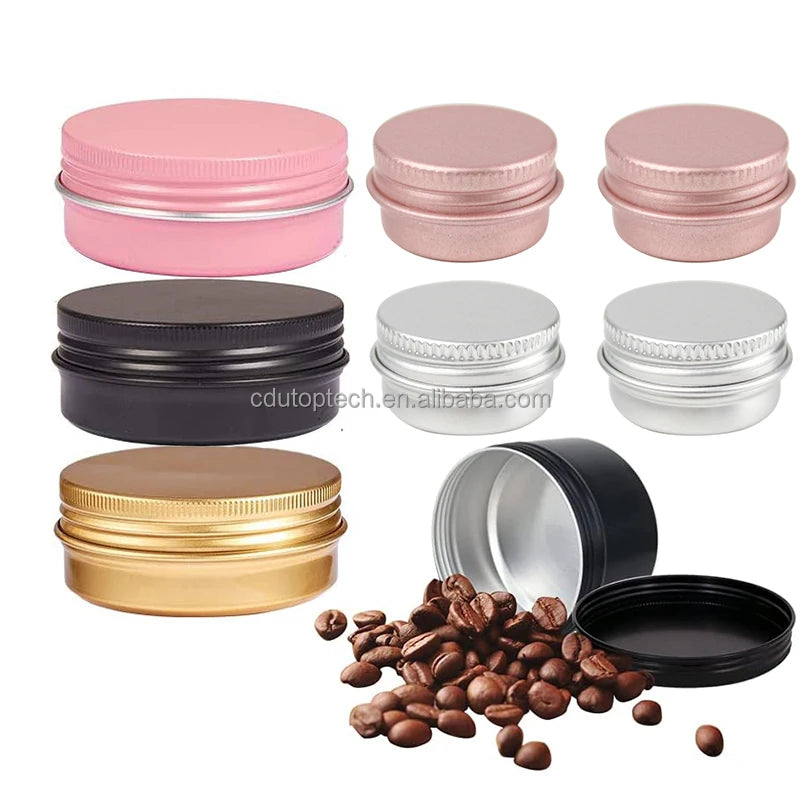 5ml 10ml 15ml 30ml 60ml Cosmetic Metal Aluminum Tin Can Jars Aluminum Tin Box Container for Candle Cream Lip Balm Salve Crafts