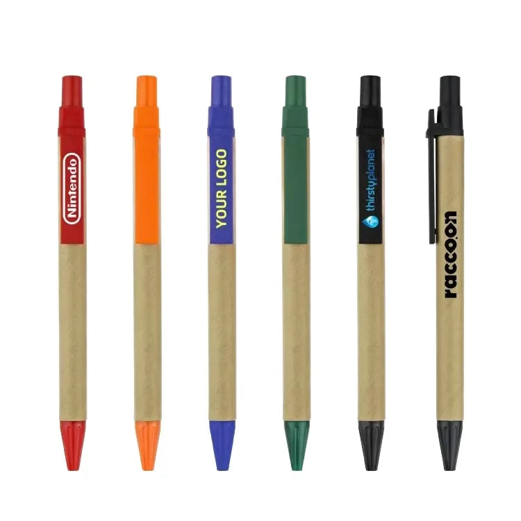 Custom Eco-Friendly Recycled Paper Ballpoint Pens 1.0mm Writing Width Customizable with Promotional Logo