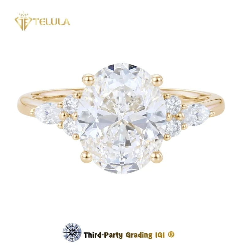 Classic Diamond Anniversary Gift Jewelry Engagement Ring 14K 18K Gold 1CT Oval Cut Lab Grown Diamond Ring