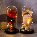 Wholesale Home Ornaments Led Light Luminous Glass Cover Flower Preserved Rose for Valentine's Day Christmas Decoration Gift