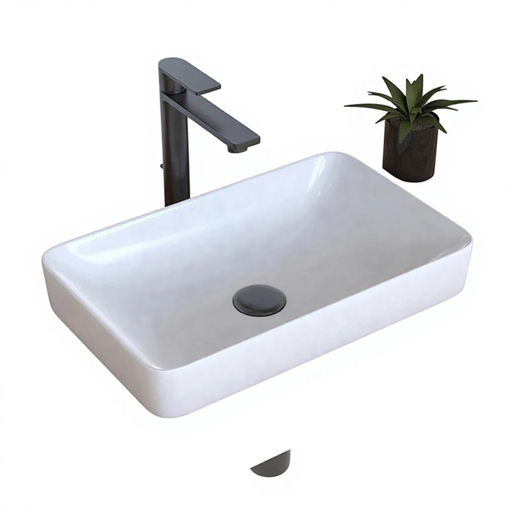Modern Hand Painted White Round Shape Bathroom Vessel Sink for Vanity