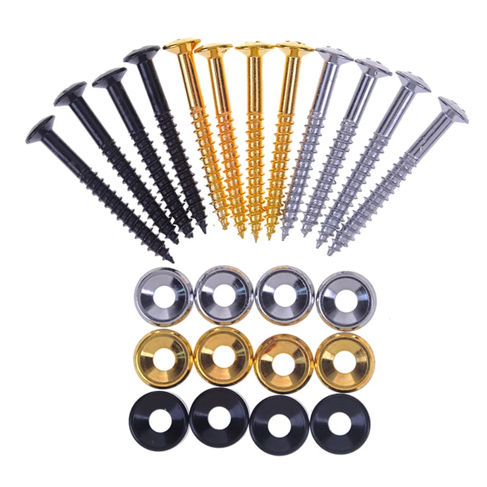 8 PCS Gold/Black/Silver Electric Guitar Neck Mounting Ferrules/Bushings and Screws Black Guitars Basses Straps Accessories