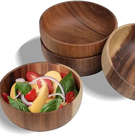Wholesale  6.3 Inches   Individual Large Wood Bowl for Cereal Fruits Salads and DecorationAcacia Wood Salad Bowls