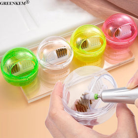 Nail Drill Bit Cleaning Brush Copper Wire Remove Dust Soft Hard Drill Grinding Head Brush Cleaning Box Nail Art Tools