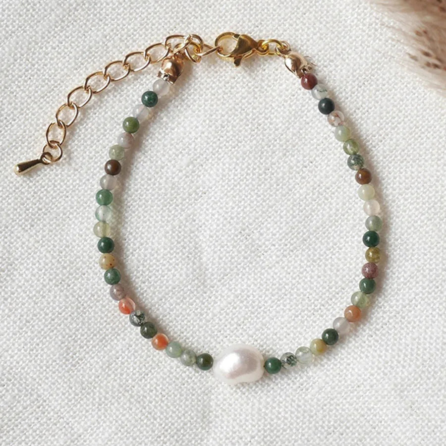 Customized Beads Bracelet Natural Stone Freshwater Pearls Adjustable Beaded Bracelets