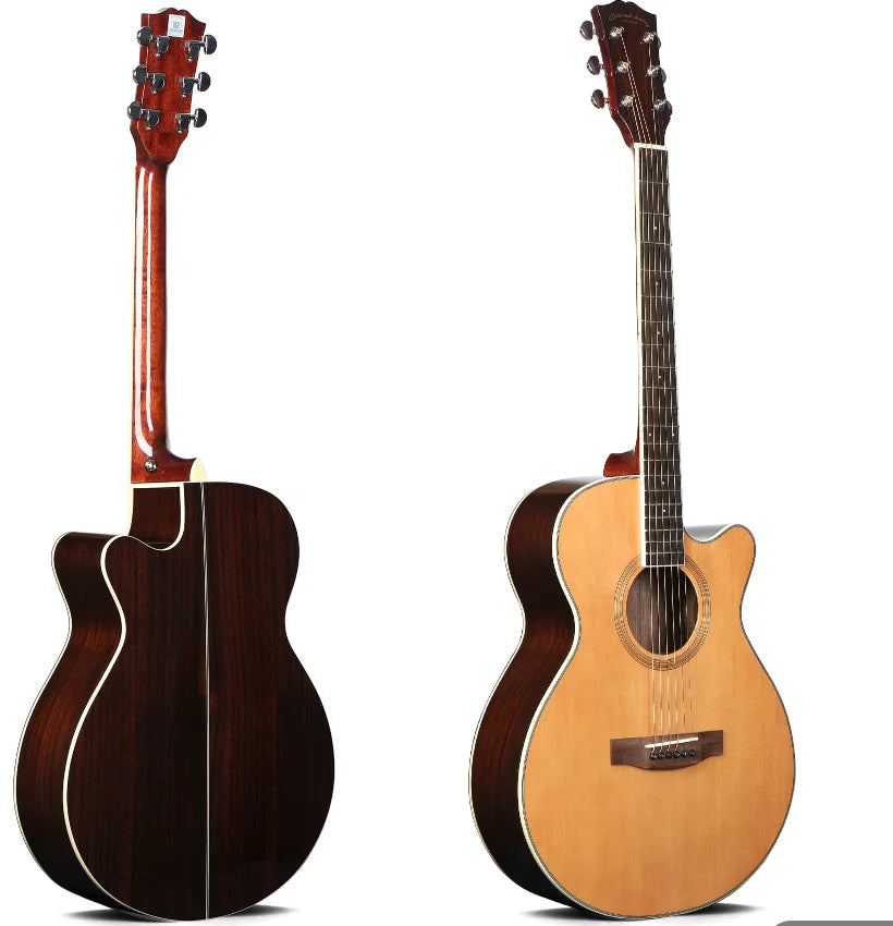 Rosewood 40 Inch Guitar High Gloss Solid Spruce Top Acoustic Guitar