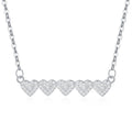Stylish Women Jewelry 925 Sterling Silver Full Diamond Row Heart Pendant Bar Necklace