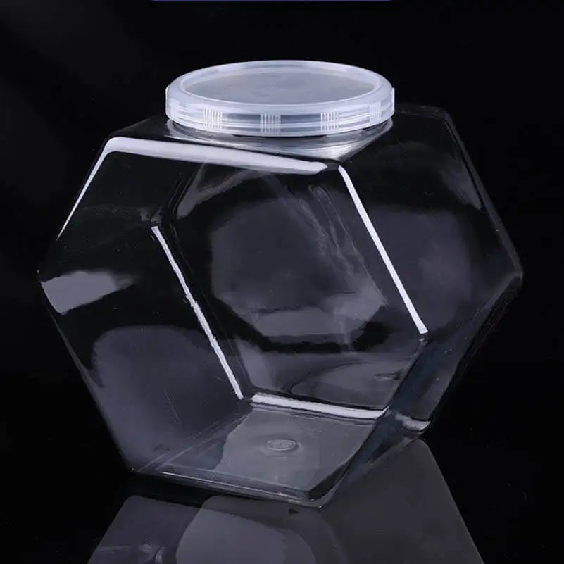 Hexagon 2000ml Transparent Plastic Christmas Candy Jar PP clear Sealable Food Storage Jar Kitchen Container Box Water Leakproof