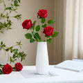 Handmade High Quality Artificial Flannel Rose Red and White Real Touch Decorative Flowers for Christmas Mother's Day Wholesale