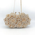 Fashion Bling Crystal Roses Rhinestone Luxury Evening Clutch Bag with Metal Chain for Women Wedding Party Small Capacity