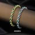 The New S925 Sterling Silver Bracelet Fashion High-end Oval Emerald Tennis Bracelet Hip Hop Neutral Style Bracelet