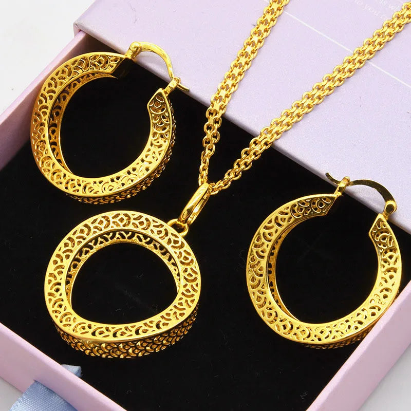 G2309 Wholesale Necklace and Earring Set Gold Plated Jewelry Necklace 24K Dubai Fashion Jewelry Sets