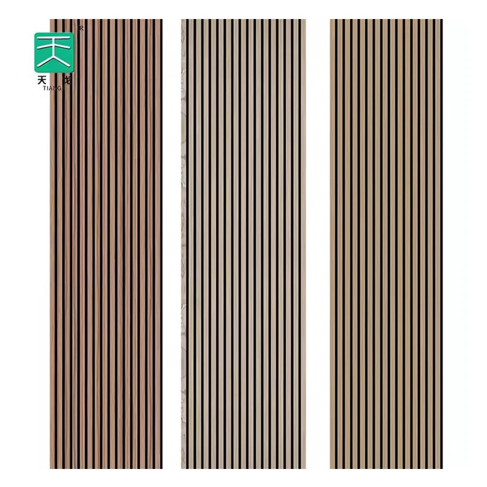 Tiange Theater Wall Sound Absorbing Slattedpannelli Fonoassorbenti Polyester PET and Slotted Slat Wooden Acoustic Panel