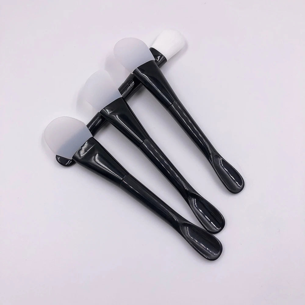 Soft Silicone Double Head Facial Mask Brush with Wooden Handle Hairless Body Lotion Butter Tools Spoon Makeup Cleaner Applicator