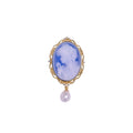 In Stock Fashion Jewelry Lady Portait Carved Pendant Brooch Necklaces Decorated With Pearl for Girl's Gift