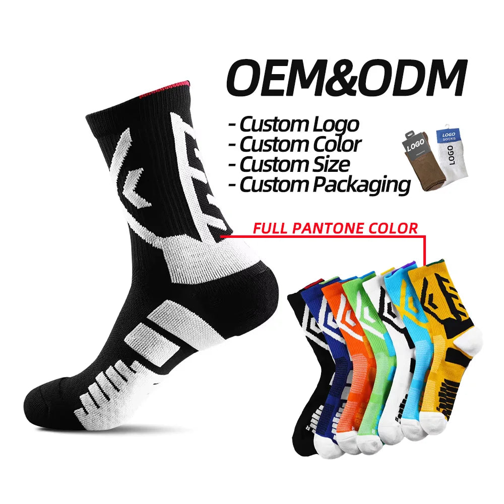 OEM Factory Custom Logo Sport Socks Breathable Mesh Knitted Football Basketball Custom Sports Crew Socks