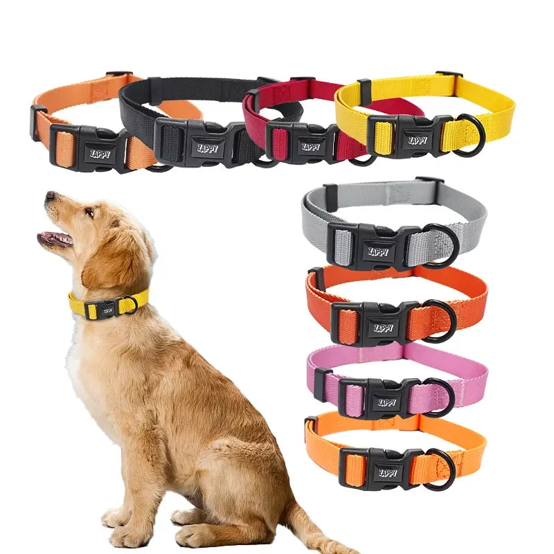 High Quality Nylon Custom OEM Adjustable Logo Small Animal Dog Collar Solid Personalized Pet Necklace Plain Pet Dog Collar