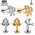 G23 Titanium 16G Tragus Helix Daith Cartilage Labret Ear Stud Earrings Internal Thread Frog Squid Design Jewelry for Children