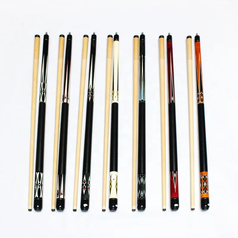 Factory Wholesale Price Hot Selling 1/2 Center Joint Wood Pool Cue Leather Painted Butt 13MM Cow Leather Tip 57inch Length