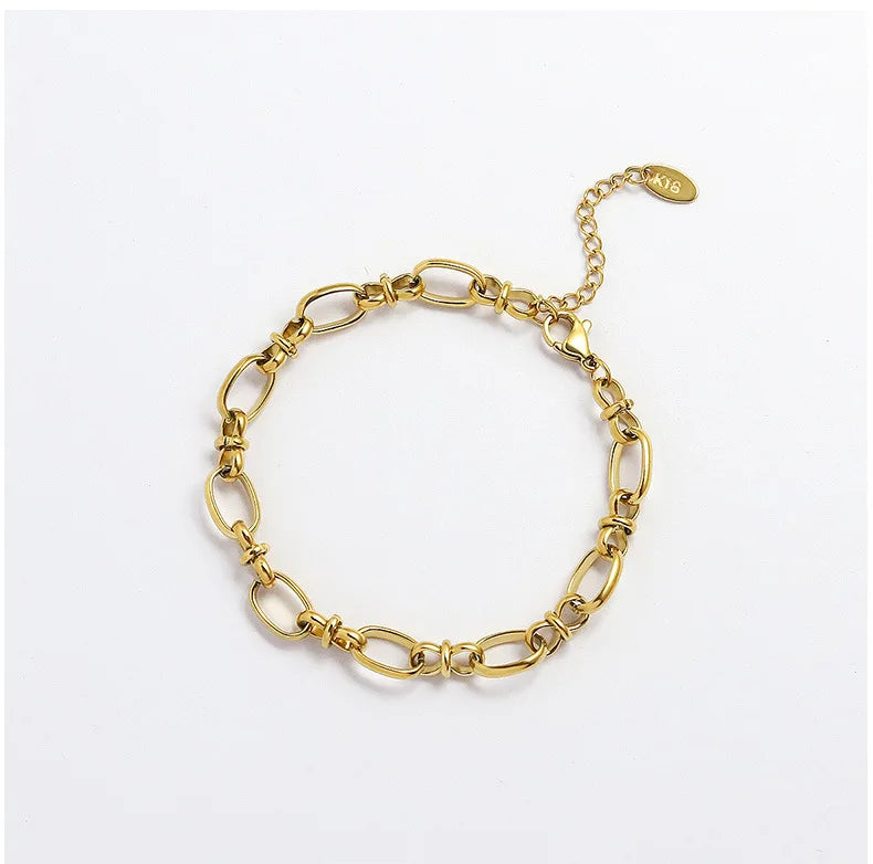 New Design Link Knots Chain Bracelet Stainless Steel 18k Gold Plated Women Wrist Bracelet