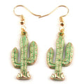 Women Alloy Drop Earring Metal Turquoise Cactus Earring