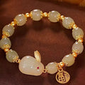 Retro Red Jade Crystal Rabbit Bracelet Female Lucky Artificial Jade Beaded Bracelet Temperature Pendant Jewelry Wholesale