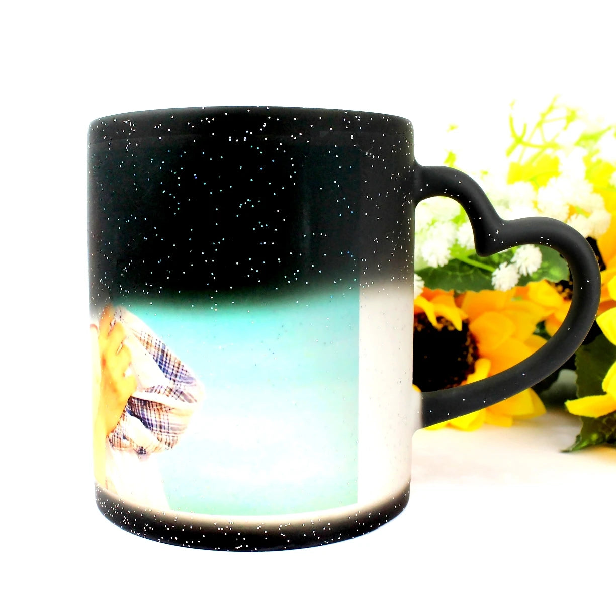 Glitter Color Changing Tea Mug Sublimation Custom Printing Mug Ceramic Tea Mug