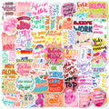 50Pcs Colorful Pink VSCO Inspirational Text Graffiti Stickers for Girl Laptop Bottle Vinyl Positive Slogan Word Sticker