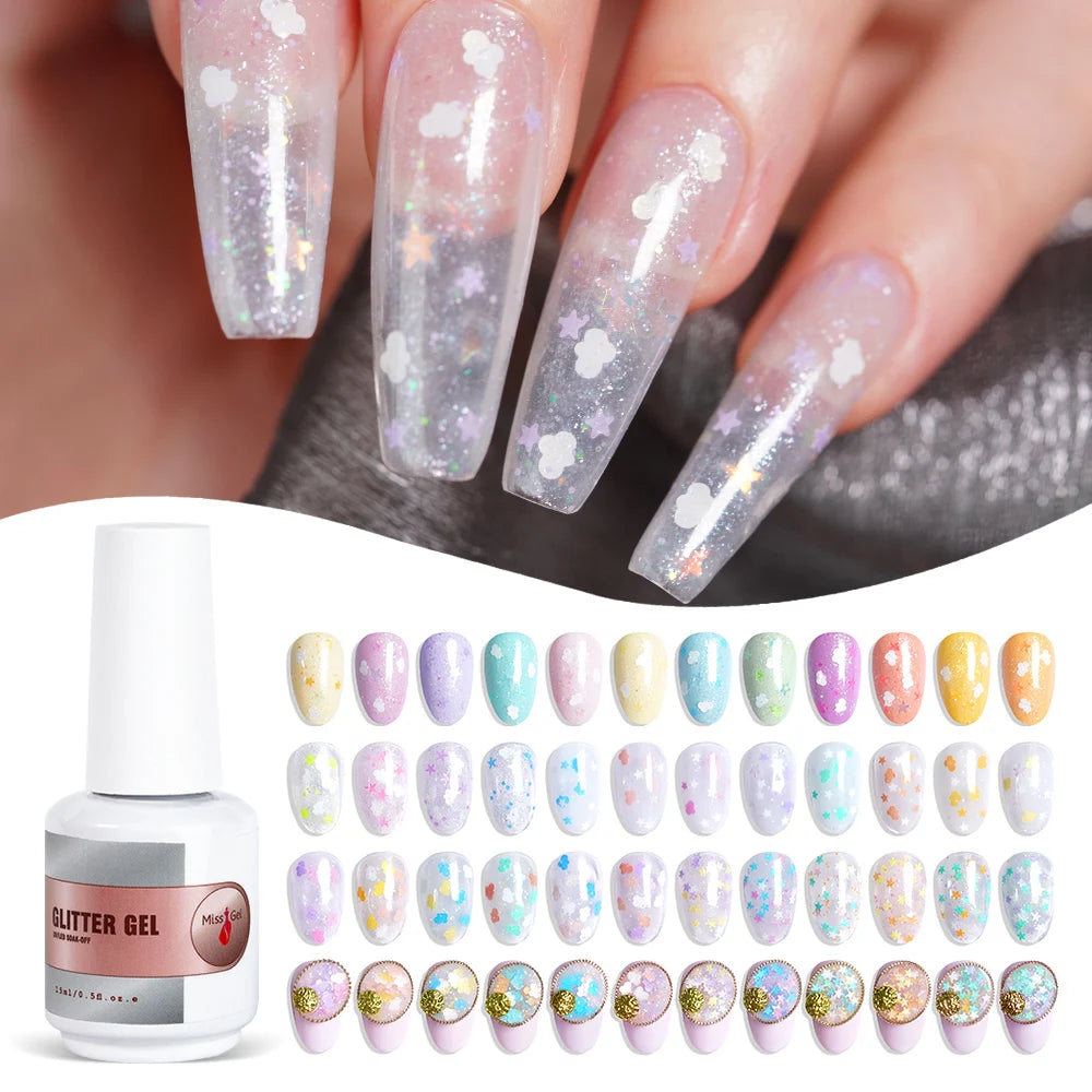 MissGel OEM Rebranding Nails Supplies Salon Bulk High Pigment UV Nail Glitter Gel Polish