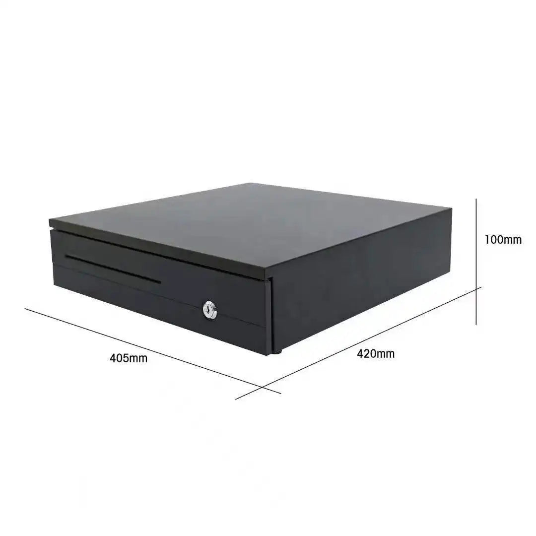 SCPOS CD-405 Metal & ABS Plastic Cash Drawer 3 Compartments RJ45 Interface Open/Lock/Automatic Functions Durable Eco-Friendly