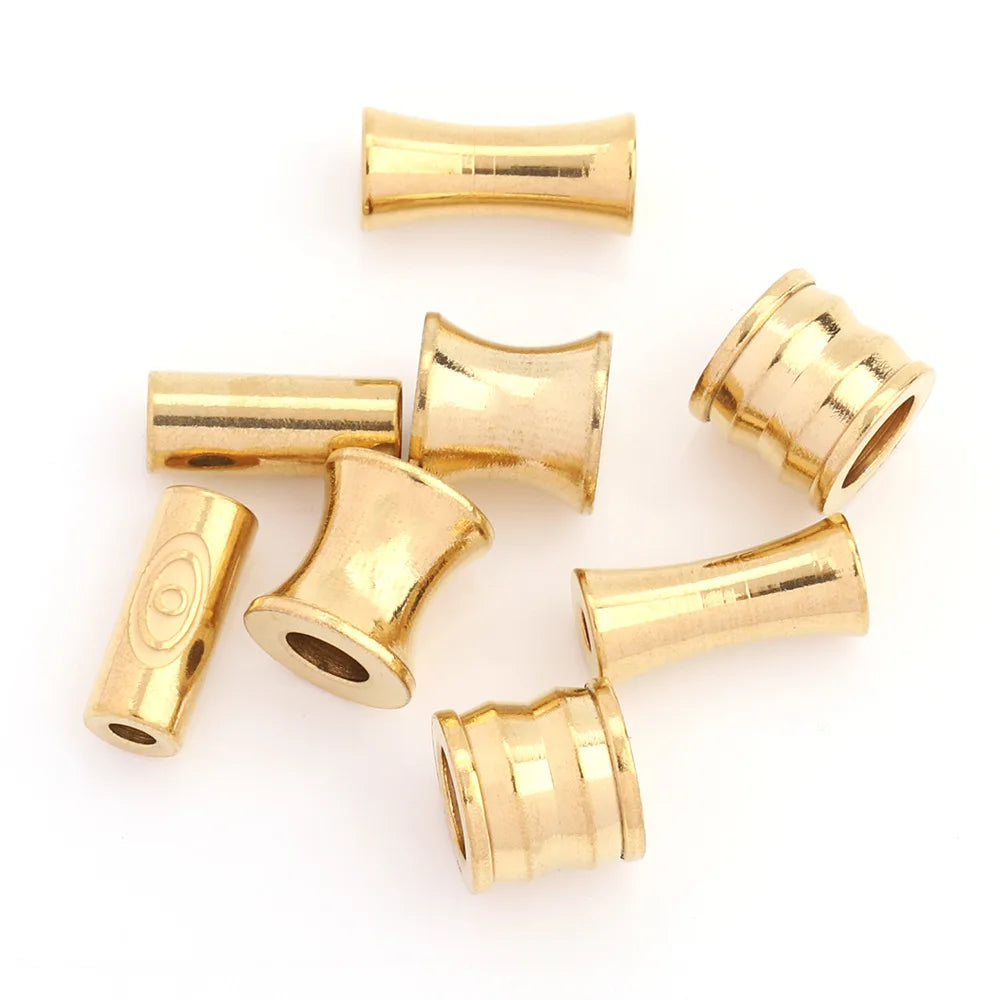 Fashion 18k Gold Stainless Steel Small Waist Bamboo Through Hole Spacer Beads for Jewelry Bracelet Necklace Accessories