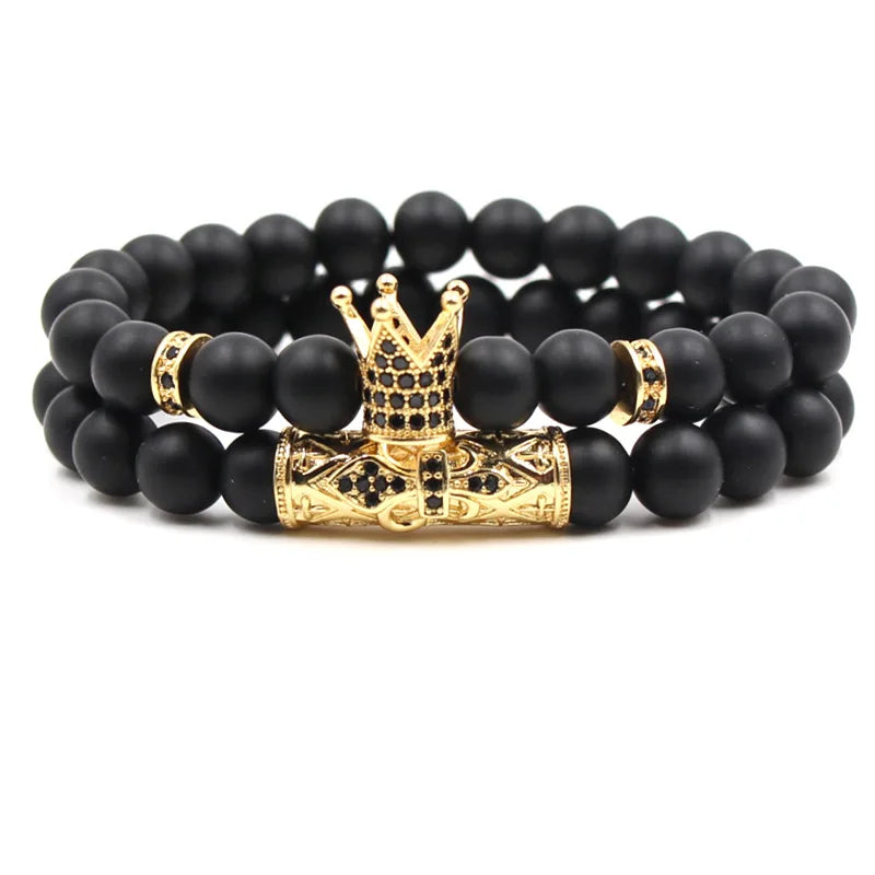Fashion Natural Stone Adjustable Relationship Jewelry Agate Beaded Unisex Men Wholesale Black Designer Onyx Bracelet