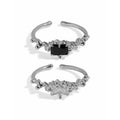 Lava Series Ring Niche Design Texture Personality Rhinestone Black Gem Open Ring