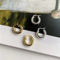 High Quality Korean 925 Silver Cool Wind Metal Glossy C Shape Exaggerated Ring Classic Wedding Earrings Perfect Gift Dongdaemun