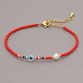 Hot Selling Japanese Miyuki Rocailles Seed Beaded Jewelry Minimalist Shell Evil Eye Natural Pearl Tiny Adjustable Bracelet Gifts