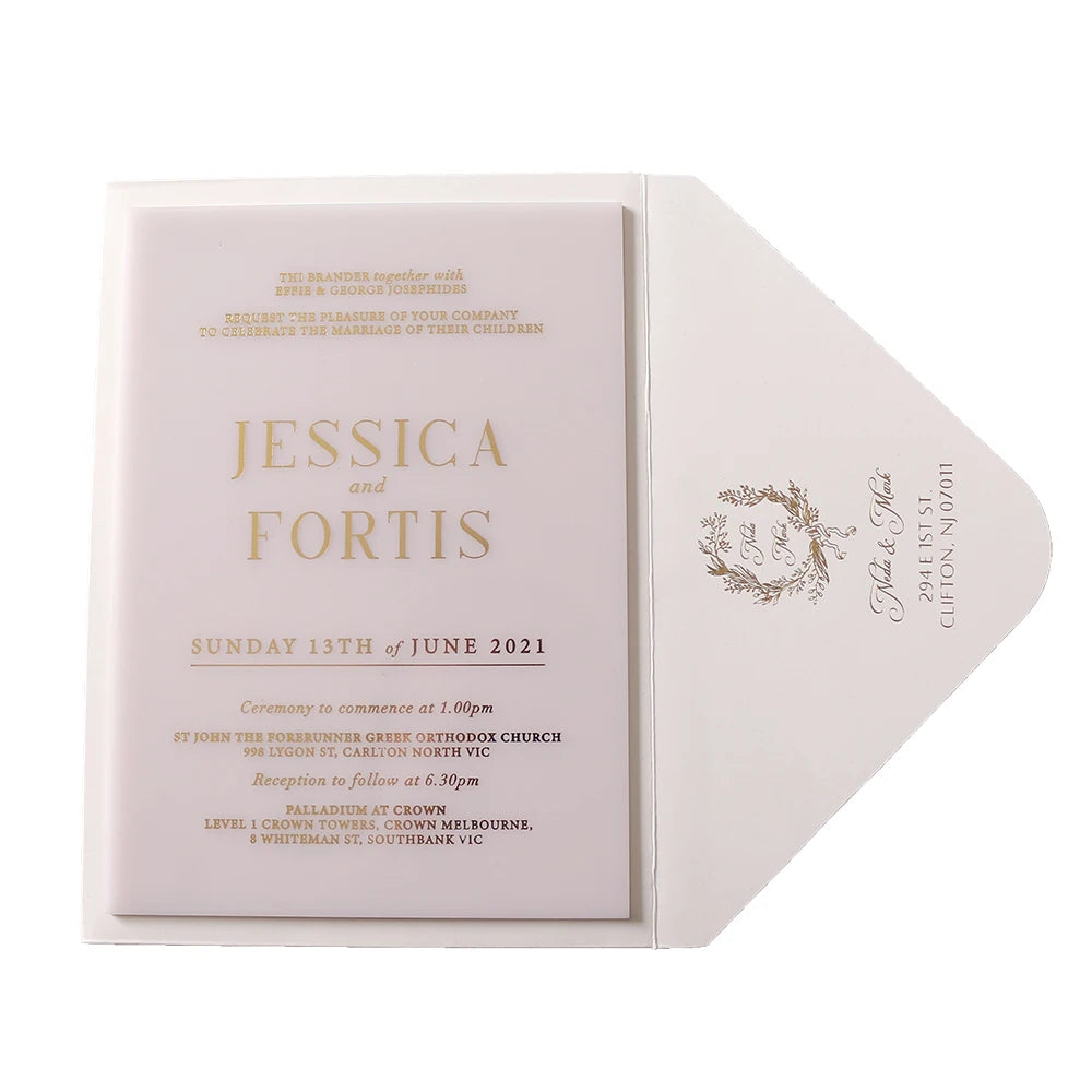 Luxury Gold Foil Acrylic Gift Greeting Customized Business Thank You Birthday Wedding Invitation Cards Custom Logo Envelope