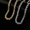 Men's Hip Hop Alloy Diamond 10mm Gold Silver Twist Necklace New Fashion Chains with Multiple Specifications
