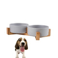 Factory Selling Durable Pet Water Food Bowls Easy Cleaning Double Matte Bowls With Wooden Stand for Cat Dog Cat