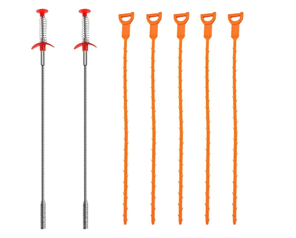 3 Pack Drain Snakes Hair Sink and Drain Clog Cleaning Relief Remover Tool Barbed Gripper Sink Dredge Pipeline Hook Cleaner