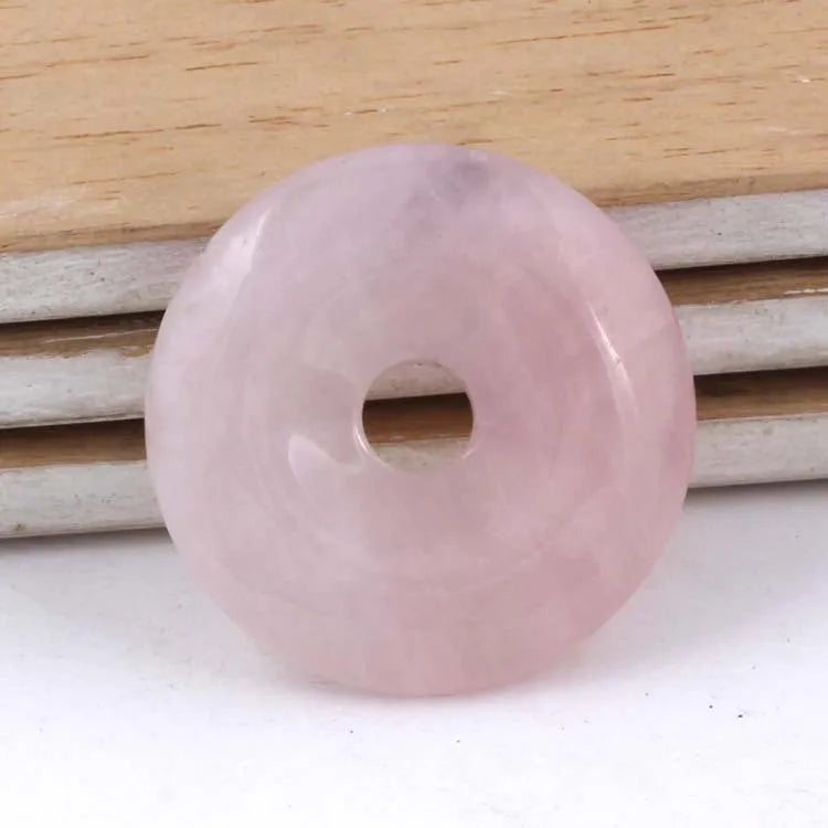 HZ Rose Quartz Donut Rainbow Round Donuts Natural Gemstones Stones Donuts Pendants Crystal Healing