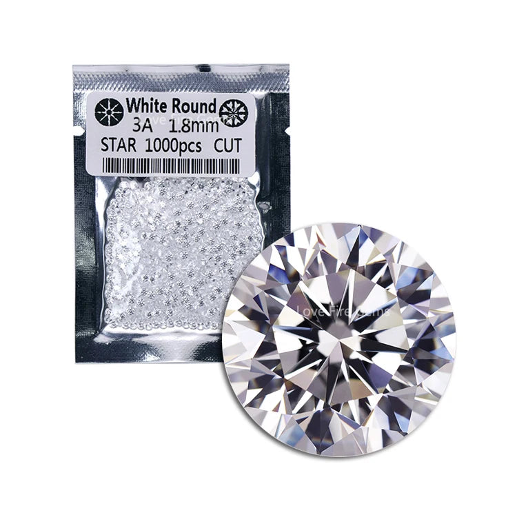 1000pcs/pack Wuzhou Cz Gems AAA Grade Cz Stones Round Shape White Color Loose Cubic Zirconia
