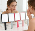 Portable Handbag Pocket Foldable Lighted Glass Cosmetic Mirror Simple Style for Young Girls Desktop Makeup Reflection