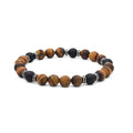 Customizable 8MM Matt Yellow Tiger Eye Stainless Steel Bead Stretch Bracelet for Men Trendy Style for Gifts
