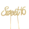 Metal Sliver&Gold Souvenir Wedding Gift Sweet 16 Rhinestone Cake Topper for Birthday Party Decoration