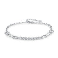 SL1695 925 Sterling Silver Shiny Zircon Link Splice Adjustable Bracelet for Women Birthday Gift Fine Jewelry